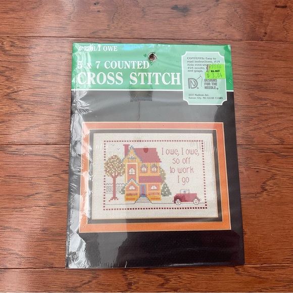 I Owe Off To Work I Go cross stitch kit new complete craft home relax unwind - Picture 1 of 5